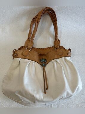 Cavalcanti Leather Tote Purse Shoulder Bag Italian Designer Twisted Straps Cute